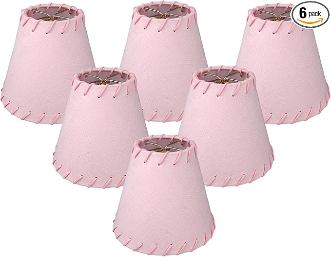 Royal Designs, Inc. CS-1119-5PNK-6 Faux Leather Empire Chandelier Shade with Whipstitch Trim, 3 x 5 x 4.5, Pink, 6-Pack