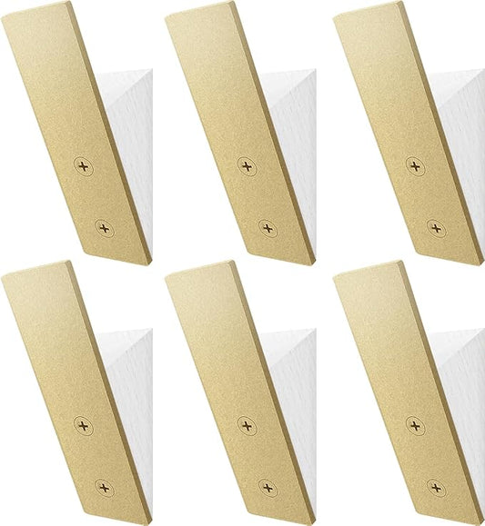 Homeforia Gold Wall Coat Hooks, High End White Wood & Gold Metal Wall Mounted Clothing Hook, Mid-Century Modern Clothes Hooks, Heavy Duty Wooden Hook for Hanging Coats, Hats, Towels & More, Set of 6