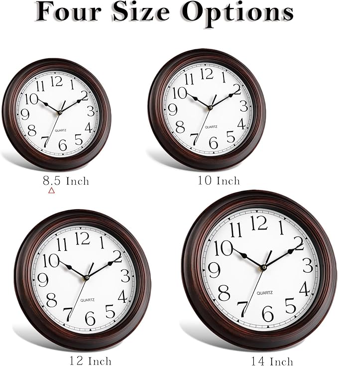 Wall Clocks Battery Operated Silent Non-Ticking Wall Clock 8.5 Inch Small Vintage Retro Rustic Style Decorative for Kitchen Living Room Home Office (Bronze)