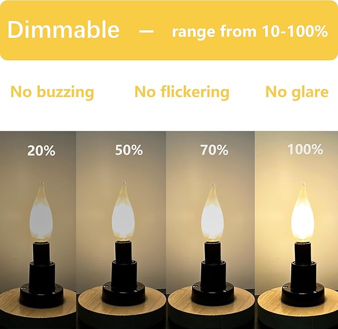 E12 Candelabra LED Bulb 40w, Frosted LED Chandelier Light Bulbs,4W Equal 40W,Type B 2700k Warm White,400LM,AC120V, Flame Tip,Dimmable for Ceiling Fan,Dining Room,Kitchen Fixture (12 Pack)