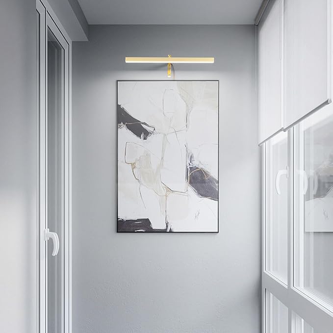 Plug in Picture Lights for Wall, 16 inch Dimmable LED Art Light with Remote, 3 Colour Temperature Gallery Painting Wall Light for Picture Display Dartboard Art Work (Gold)