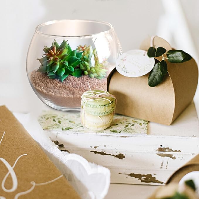 24 Pack Glass Bubble Vases,Small flower bud vases bulk,4"W x3"H Set of 12 Pcs Clear Bowl Vase,2.6"W x2.2"H Set of 12 Pcs Round Candle Holders,Mini Globe Vase Centerpiece for Wedding Party,Home Decor