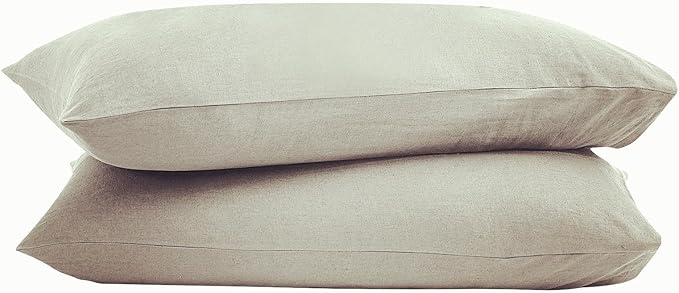 100% French Linen Pillowcase Set of 2, Breathable Envelope Closure Soft Linen Pillow Cover,Soft Luxury Hotel & Home Use, Gift