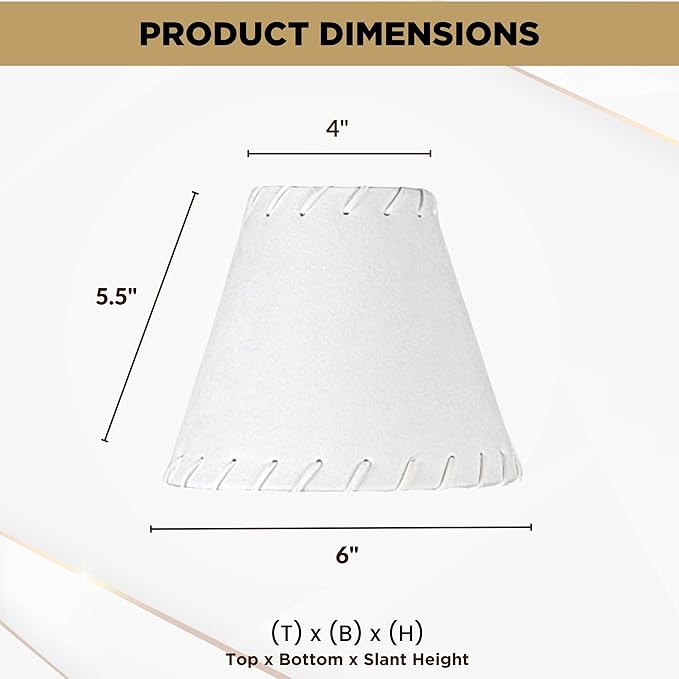 Royal Designs, Inc. CS-1112-6WH Faux Leather Empire Chandelier Shade with Whipstitch Trim, 3 x 6 x 5, White