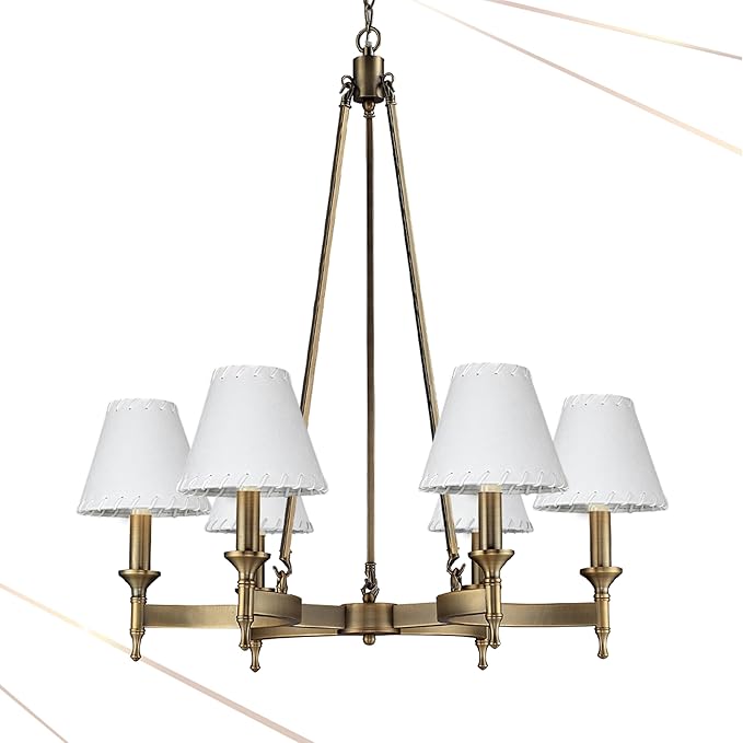 Royal Designs, Inc. CS-1111-5WH Faux Leather Empire Chandelier Shade with Whipstitch Trim, 3 x 5 x 4.5, White