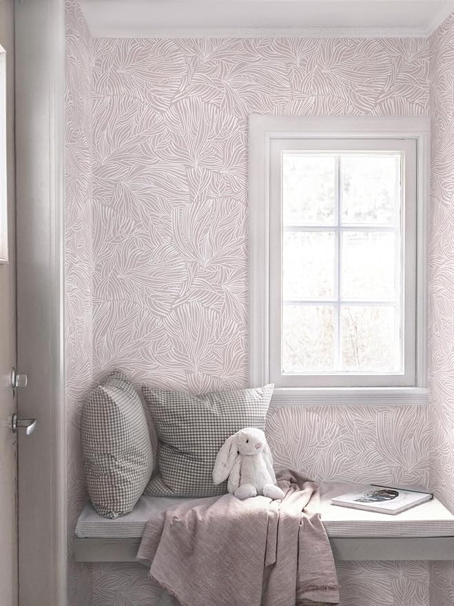 Heroad Boho Peel and Stick Wallpaper Pink and White Floral Contact Paper Modern Removable Self-Adhesive Wallpaper for Bedroom Living Room Cabinets Decoration Thicken Vinyl Roll 17.3''x78.7''