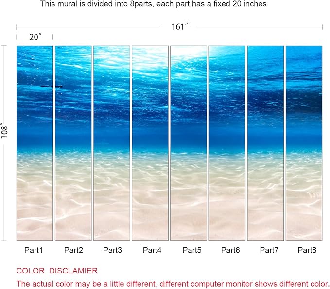 Undersea Landscape Wall Mural Deep Sea Natural Wallpaper for Bedroom Living Room (Not Peel n' Stick)