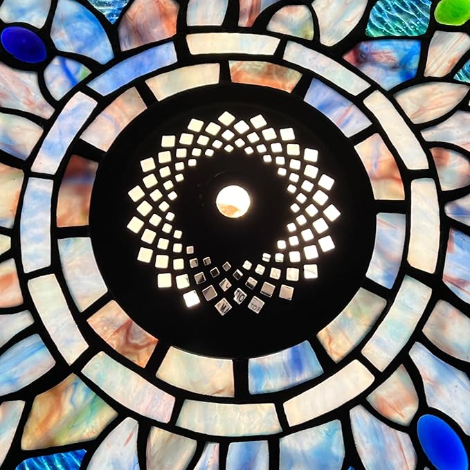 Capulina Tiffany Lamp Shade 16 Inches Wide Accessories Replacement Blue Dragonfly Style Stained Glass Lampshade for Table Lamp Floor Lamp Pendant Light