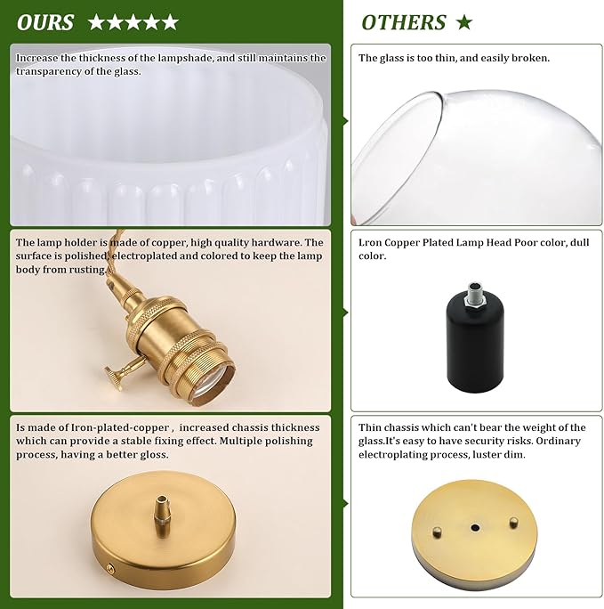 Pendant Light with White Striped Glass Lmapshade, Brass Vintage Pendant Light Adjustable Hanging Light for Kitchen Island Dining Room Hallway