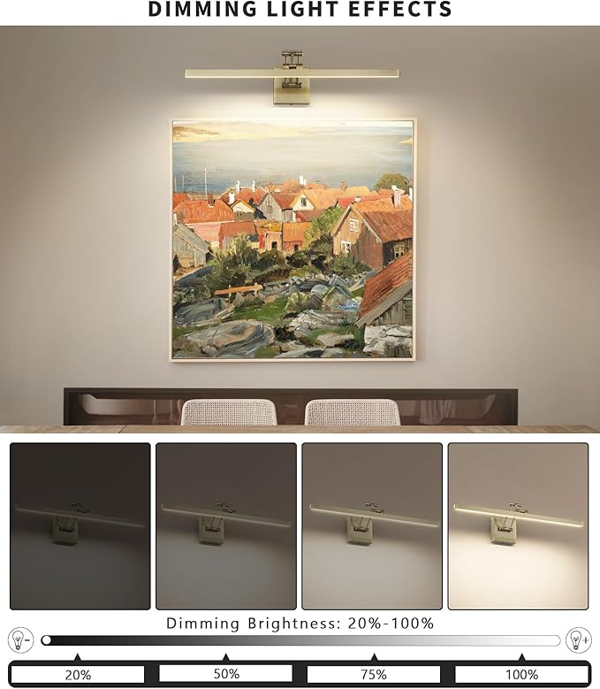 Antique Bronze Picture Lights for Wall Hardwired LED Picture Frame Light Dimmable Painting Lights for Wall Portrait Artwork 23.62 inch 14W Warm White