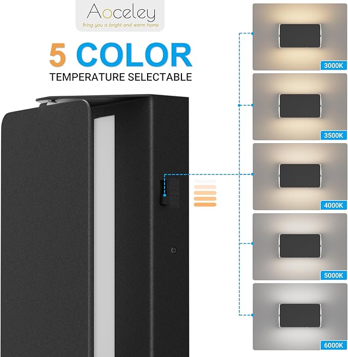 Indoor Modern Led Aluminum Wall Sconces,18W 5CCT 3000K-6000K Dimmable Hardwired Wall Light with Rotatable Lampshade,Contemporary Wall Lamp for Bedroom Living Room Hallway Stairway(Black,2Pack)