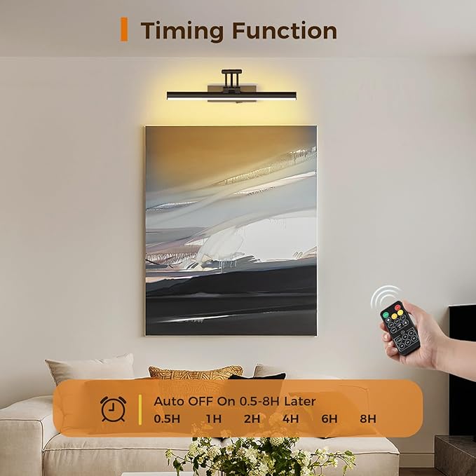 Joossnwell Battery Operated Picture Lights Wireless Painting Light with Remote Art Lighting for Wall Black Rechargeable Gallery Wall Light for Frame Display Artwork Portrait 15.43 Inch