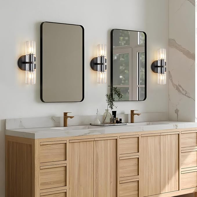 Crystal Wall Sconces Set of Two, 13" Modern Brass Sconces Lighting with K9 Crystal Lampshade,Indoor Wall Sconce Bedroom Wall Light Fixtures for Living Room Bathroom Hallway Stairs Entryway