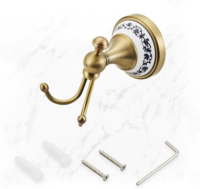 Antique Bronze Brass Bath Towel Hooks Wall Mounted Bathroom Clothes Hook,Antique Brass Horn Shape Curved Towel Hooks YIGUANXIN