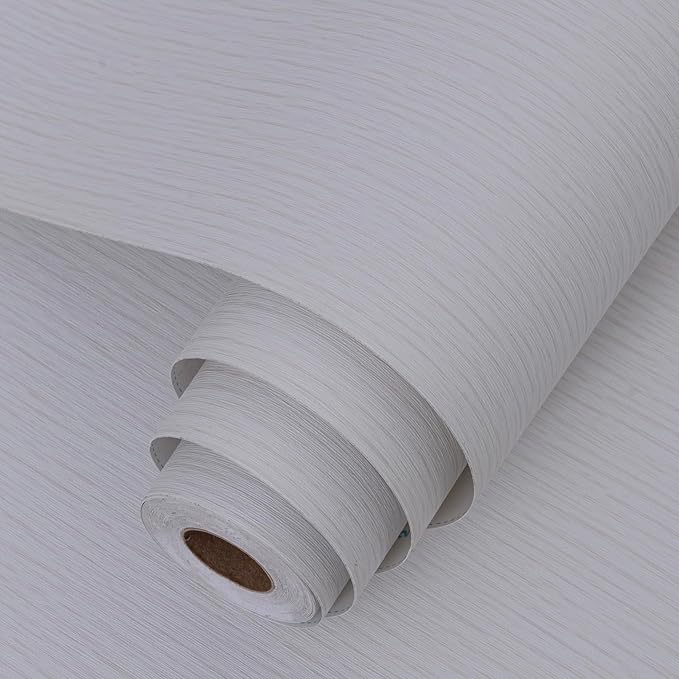 Grasscloth Peel and Stick Wallpaper 20.8"x394" Light Gray Thick Fabric Textured Linen Classic Faux Grassweave Neutral Removable Wallpaper Vinyl Film Roll for Home Use