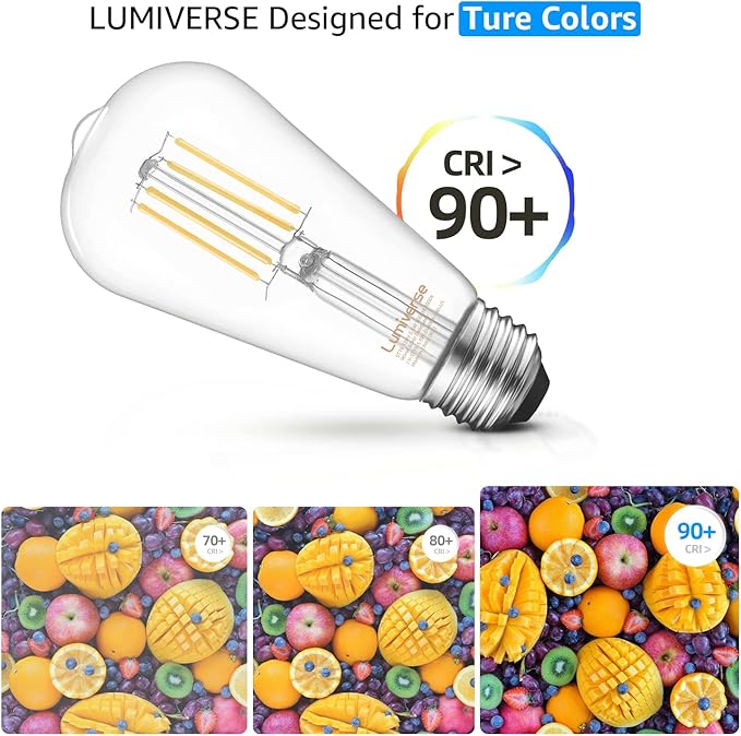 ST19 Dimmable LED Edison Bulb, 5.5W (60W Equivalent) 500LM, CRI 95+, 4000K Cool White, E26 Medium Base, Vintage Filament, Clear Glass, Standard Type A Lamp for Kitchen, Bathroom, Bedroom, 4 Pack