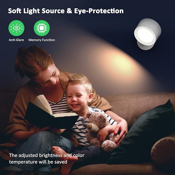 LED Wall Lights, Wall Lamp 3 Color Temperatures & Dimmable Magnetic 360° Rotation with Remote, Wall Sconces 3 Pcs with 3000mAh Rechargeable Battery, Cordless Wall Light for Reading Bedside Hallway