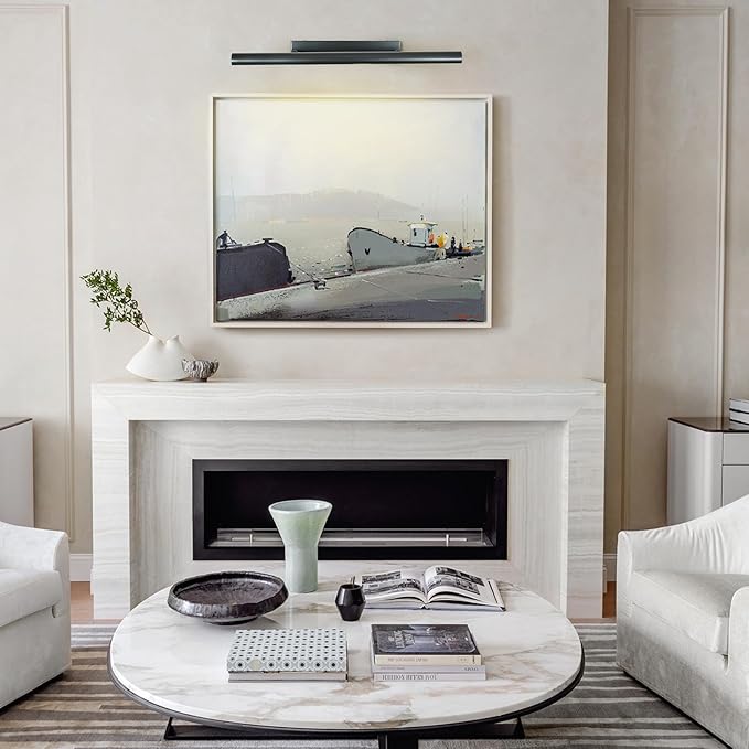 Black Picture Lights, 30inch Hardwired Picture Light for Wall, Dimmable Gallery Wall Lights, Rotatable Linear Picture Frame Light, Art Light for Wall Painting Display Artwork Portrait