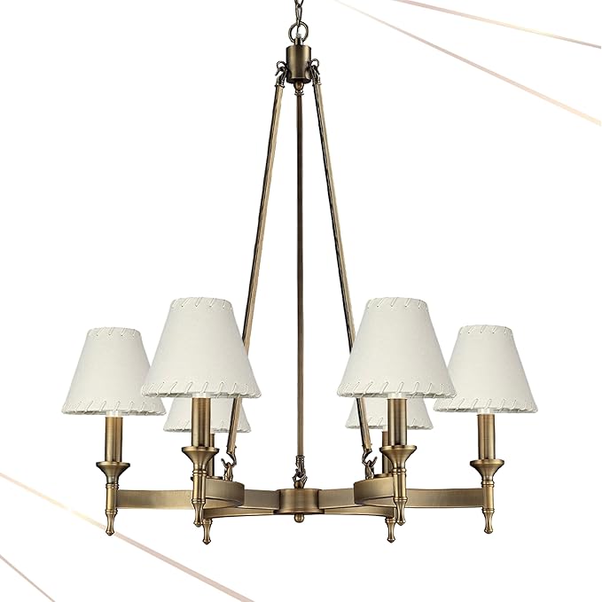 Royal Designs, Inc. CS-1113-5EG Faux Leather Empire Chandelier Shade with Whipstitch Trim, 3 x 5 x 4.5, Eggshell