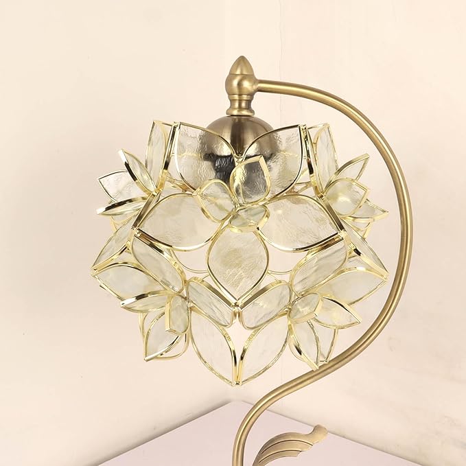 Bieye S10908 Tiffany Style Stained Glass Flower Petal Lampshade (Textured Clear, 8" Rose Lily)