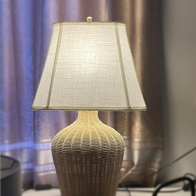 TOOTOO STAR Rectangle lamp shade, (6 x 9)" x (11 x 14)" x 10.5" White Linen LampShade for Table Lamp, Floor Lamp Bell Cut Corner Lamp Shade