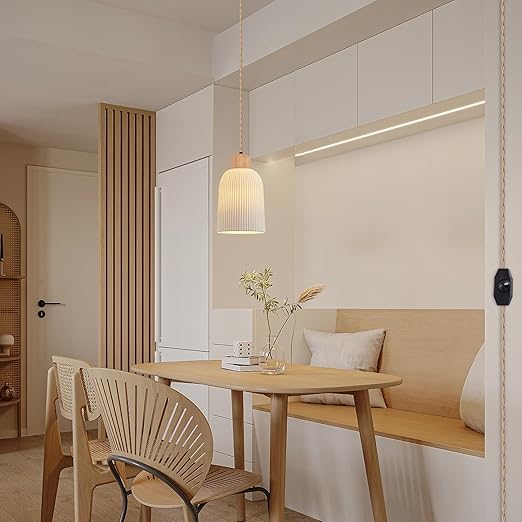 Arturesthome Pendant Light Cord - Hanging Light Kit with Dimmable Switch Vintage Lamp Cord with Twisted Nylon Lights Socket E26 E27 for Farmhouse Lamp Cable DIY (32.8FT, Cylinder Shape)