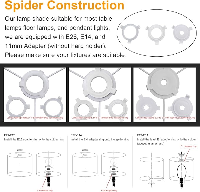 Black Linen Tall Drum Lampshade, 10" Top x 10" Bottom x 13" High Lamp Shade, Lamp Shade Replacement for Table and Floor Lamps, Pendant Light, Handcrafted Lampshade, Easy Assembly