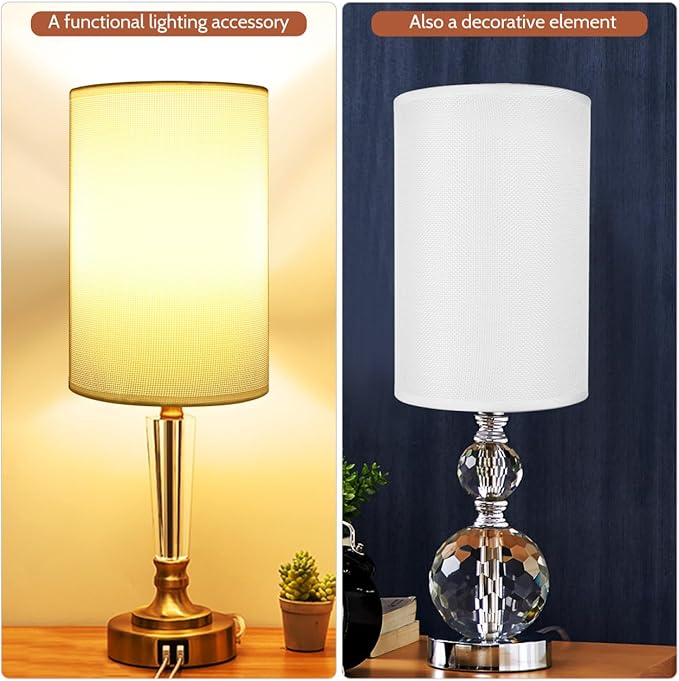 1pcs Lamp Shade, Light Fixture Replacement E27 Lampshade Light Shade Rustic Farmhouse Lampshade Barrel Fabric for Table Lamp & Floor Light, 5.1x7.9x5.1 inch (White)