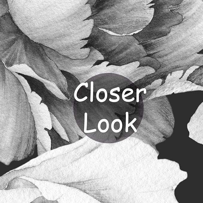 Black and White Peonies Wallpaper Watercolor Floral Mural Wallpaper for Bedroom Living Room (Not Peel n' Stick)