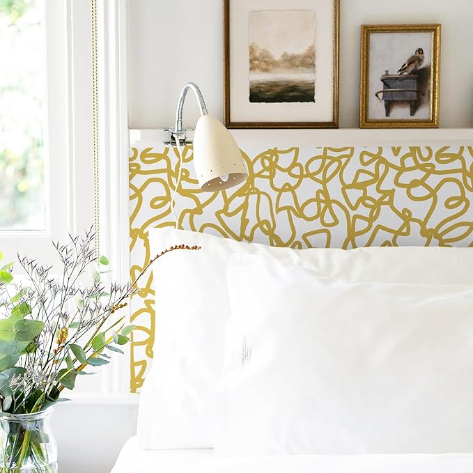 Ismoon 16.1inx197in Peel and Stick Wallpaper Modern Striped Removable Wallpaper Self-Adhesive Wall Paper for Bathroom White and Yellow Contact Paper for Home Decoration Vinyl Film Roll