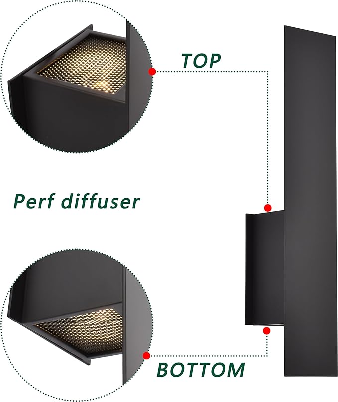 Black Reflex Modern Wall Sconce Indoor, Minimalist Up and Down Wall Light, Wall lamp for Entryway Hallway Bedroom Living Room Corridor Mirror Stairs, 2x7W Max GU10 Base, Matte Black