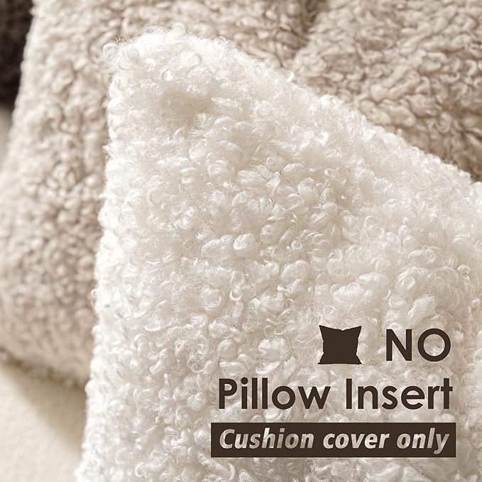 Foindtower 2 Pieces 24x24 Inch White, Faux Fur Throw Pillow Cover Accent Sherpa Pillow Fuzzy Soft Pillowcases Sheepskin Decorative Fleece Cushion Case for Bed Couch Living Room
