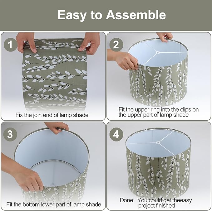 Lamp Shades Set of 2, Drum Lampshades, Lampshade 10 Inches Height, Lampshades for Table Lamp, Floor Lamp, Pendant Light, Lamp Shade Harp Holder Included