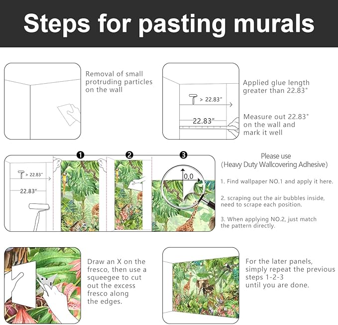 -Green Rainforest Plants Animals Tiger Cloth Wallpaper Jungle Plants Banana Leaves Boys Girls Kindergarten Children's Room Large Mural- 183"x120"（ not Peel and Stick）