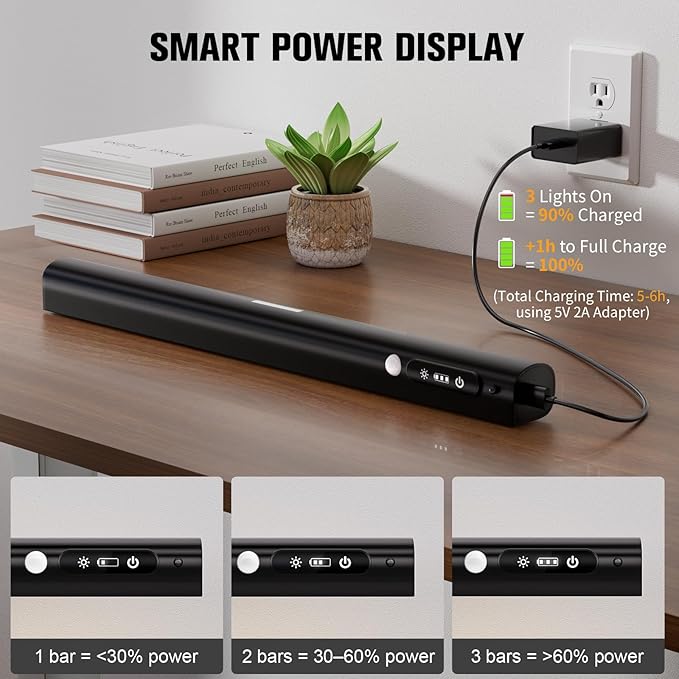 15.7'' Picture Lights for Wall with Motion Sensor, 9000mAh Rechargeable Battery Operated Poster Lights for Paintings, Portraits, Wall Decor, Black(2pcs)