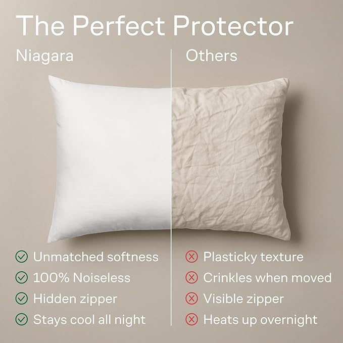 Ultra Soft Pillow Protectors with Zipper Standard Size - Set of 4 Breathable Pillow Covers - 100% Protection Against Stains, Dust & Dirt - Machine Washable (White)
