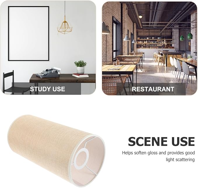 Lamp Shade: Beige Linen Tall Drum Lampshade for Table and Floor Lamps, Pendant Light for Home Decor - 11in×5.5in