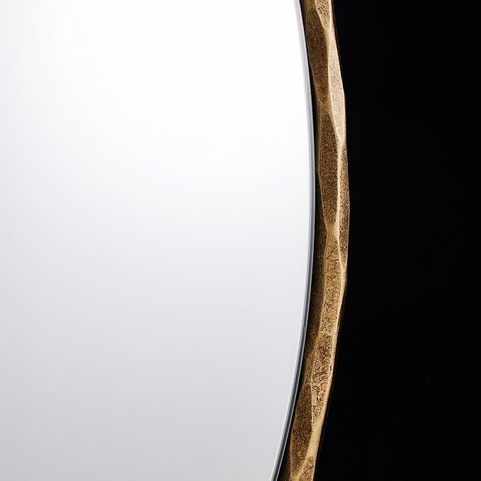 ANDY STAR 30 Inch Hand-Forged Round Gold Mirrors, Metal Frame Bathroom Round Wall Mirror for Over Sink, Large Vanity Circle Mirror for Antique, Vintage, Farmhouse, Rustic