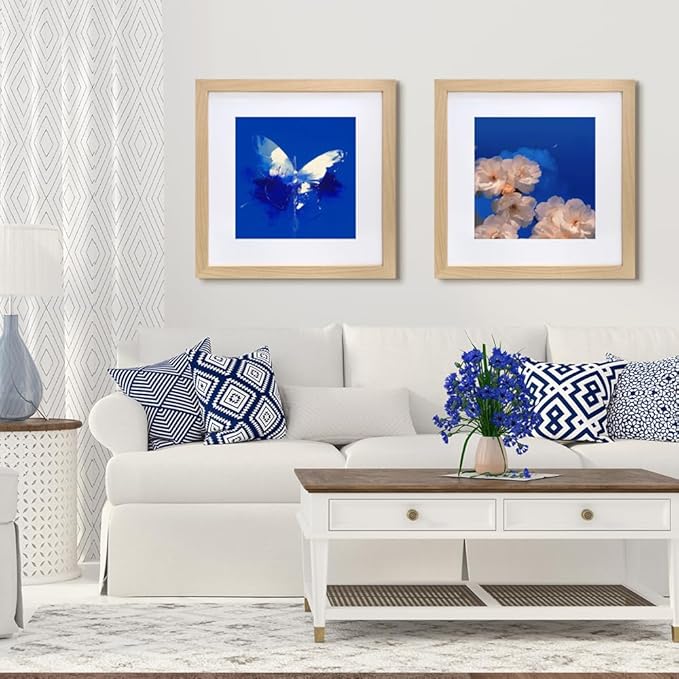 VNVNK 16x16 Frame Natural Wood Color, Perfect for 16x16 Inch Picture without Mat or 12x12 Inch Picture with Mat, Home Wall Decor Picture Frame-1 PCS