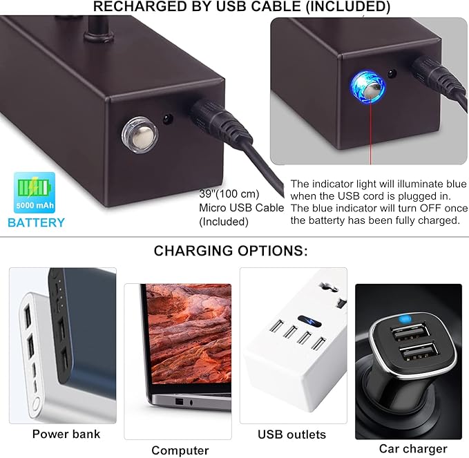 FUNCHDAY Picture Light Wireless, Rechargeable Battery Operated Painting Light with Remote, Dimmable 48 LED Art Lighting, 16" Picture Lights for Wall Paintings,Gallery Display,Dartboard (Dark Bronze)