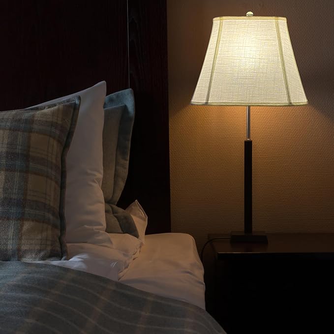 TOOTOO STAR Rectangle lamp shade, (6 x 9)" x (11 x 14)" x 10.5" White Linen LampShade for Table Lamp, Floor Lamp Bell Cut Corner Lamp Shade