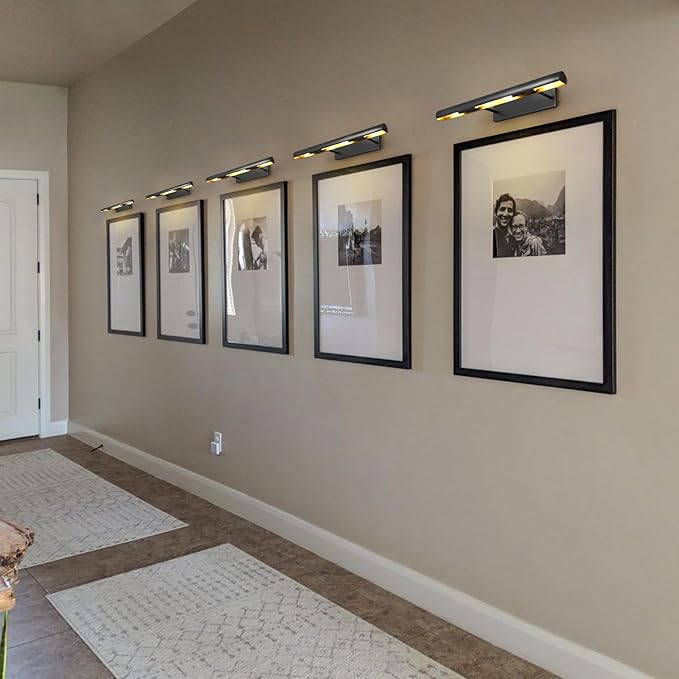 Black Picture Lights, 24inch Hardwired Picture Light for Wall, Art Light for Wall, Rotatable Wall Lights Over Picture, Frame Lights for Painting Display Artwork Portrait