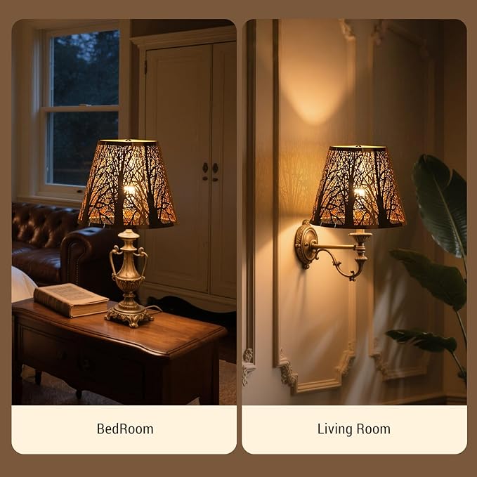 Lampshades for table lamp,metal lamp shade,small lamp shades,lamp shades for floor lamps,lamp cover,vintage lamp shade,6" Top x 10" Bottom x 7.5" High (Spider) & Bedside Lamp-Chrome Gold