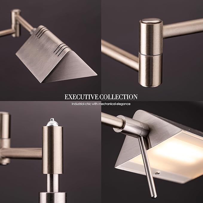 O’Bright Dimmable LED Pharmacy Floor Lamp, 12W LED, Full Range Dimming, 360 Degree Swing Arms, Adjustable Heights, Standing Lamp for Reading, Sewing, and Craft, ETL Listed, Brushed Nickel