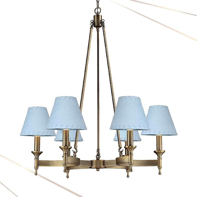 Royal Designs, Inc. CS-1122-6BLU Faux Leather Empire Chandelier Shade with Whipstitch Trim, 3 x 6 x 5, Blue