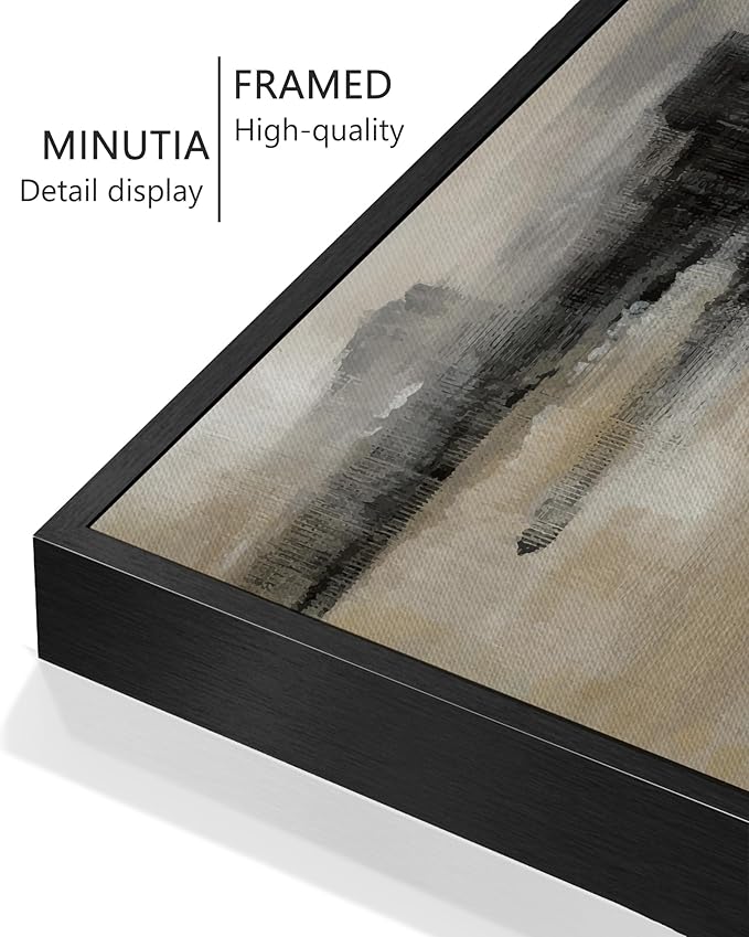 KUVIOKE Black Abstract Framed Wall Art Neutral Graffiti Pastel Minimalist Wall Decor Modern Art Painting for Bedroom Living Room 11x14in (Black Framed)