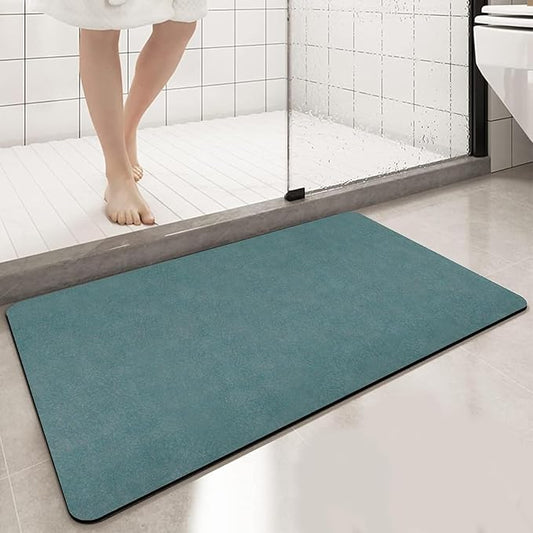 Diatomaceous Earth Bath mat Bathroom Rugs Super Absorbent Quick Dry Non Slip Bath Mat Thin Bathroom Floor Mats Fit Under Door-Shower Rug for in Front of Bathtub Shower, Green, 15.7"*23.6"