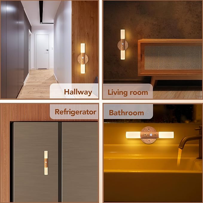 LED Motion Sensor Lights Battery Operated Wall Sconces Rechargeable Wireless Picture Art Light Magnetic 360° Rotation Corner Lamps for Gallery Stairway Vanity Living Room Bedroom(1pc)