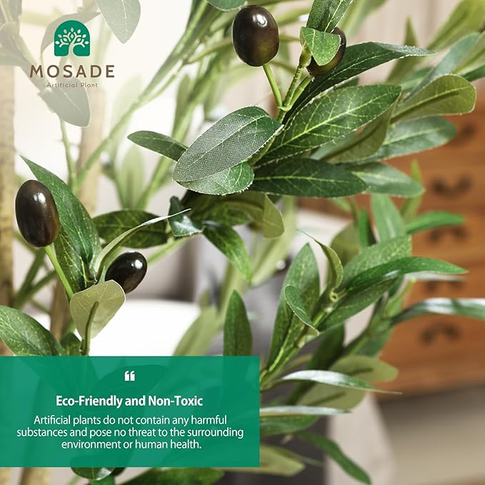 MOSADE Artificial Olive Tree 10 Feet Fake Olive Plant and Handmade Seagrass Basket, Perfect Tall Faux Topiary Silk Tree for Indoor Entryway Decor Home Office Gift