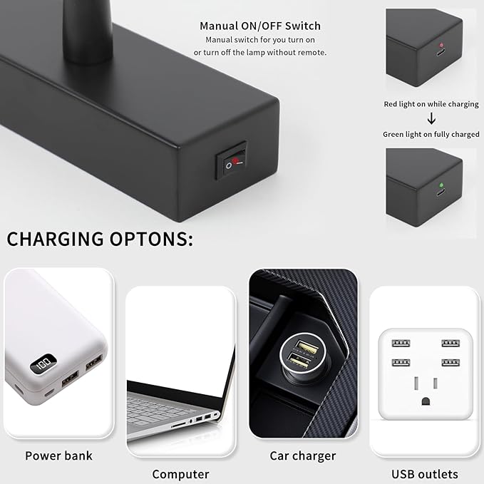 Joosenhouse Wireless Picture Light Battery Operated Gallery Light with Remote Control Rechargeable Wall Lights Black 15.35" Dimmable and Timed Off Wall Sconce Light